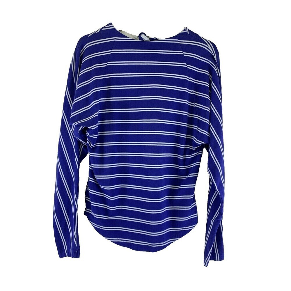 Free People Ardmore Blue Striped Top Long Sleeve Tie Back OB669986 Womens Large